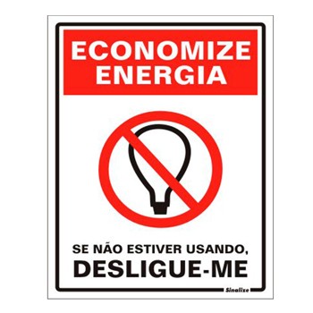 PLACA SINALIZAO ECONOMIZE ENERGIA 15X20CM